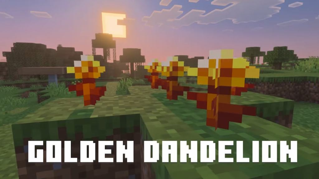 Golden dandelions in field in minecraft