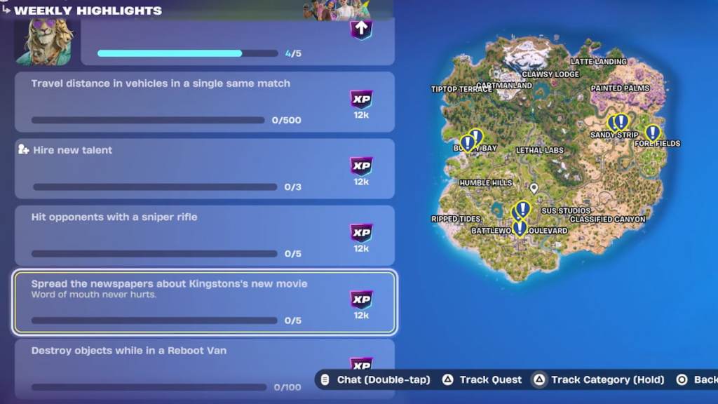 Newspaper map locations and quest in fortnite