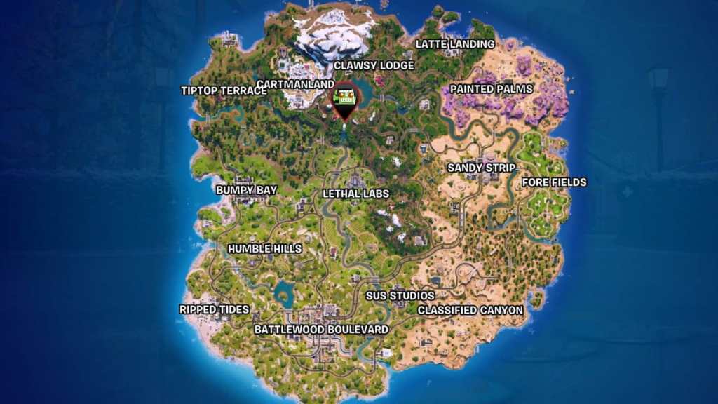 sunset falls map location in fortnite