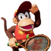 Diddy Kong, a brown chimp wearing a red shirt with yellow star designs.