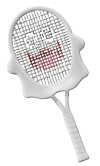 A white tennis racket in the shape of a ghost from Mario Tennis Fever.