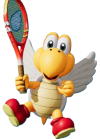 A Koopa Troopa with wings and a red Tennis racket.