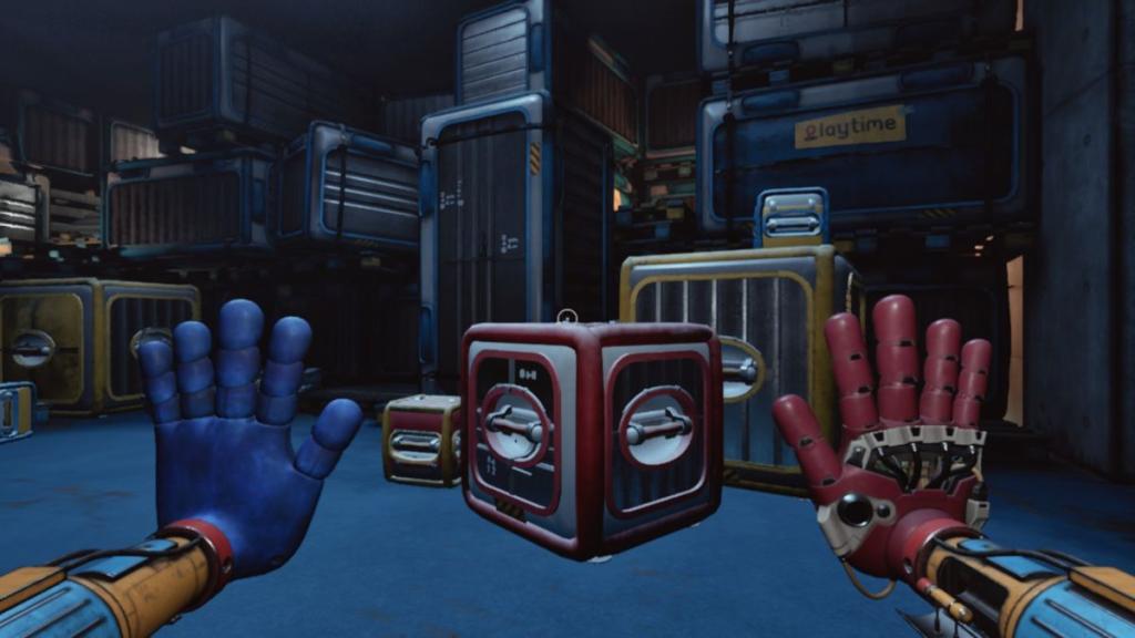 Small, medium, and large Playtime boxes next to one another to climb up and reach cubby on upper platform