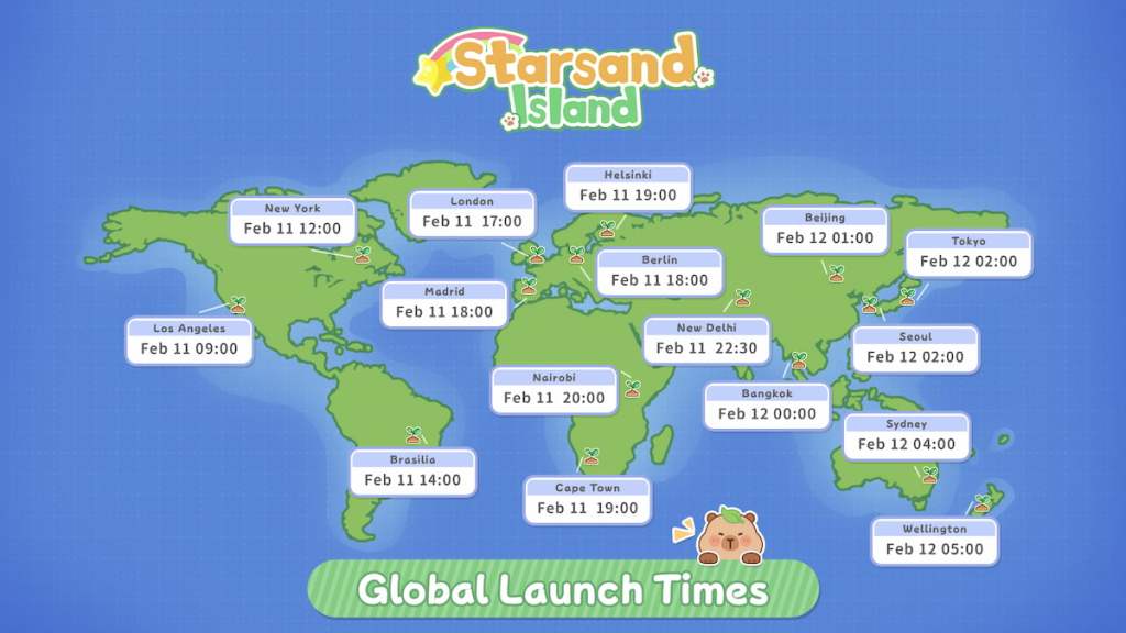 Starsand island global launch times