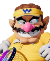 Wario, a chubby man with a squiggly black mustache and yellow tennis clothing.