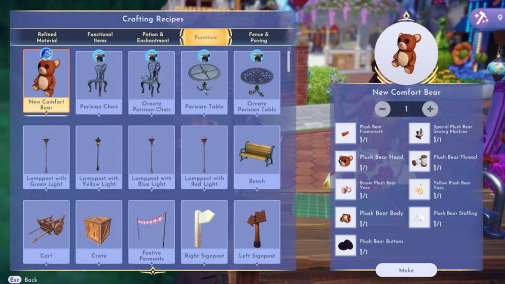 Crafting new comfort bear in disney dreamlight valley