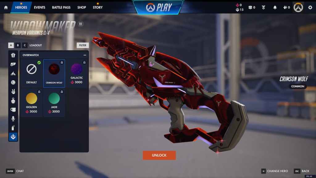 The Crimson Wolf weapon for the Widowmaker in Overwatch. 