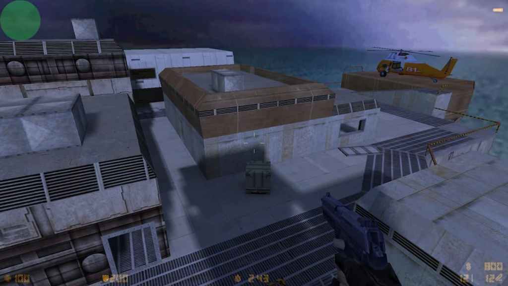 A helicopter on an oilrig in CS 1.6. 