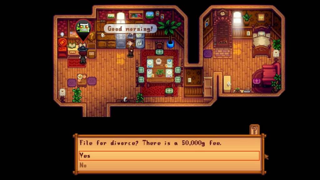 Divorce book marked in mayor's house in stardew valley