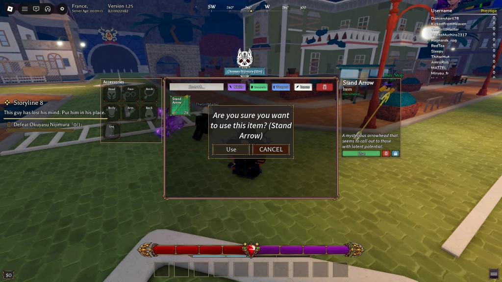 How to reroll your Stand in Bizarre Lineage Roblox experience.