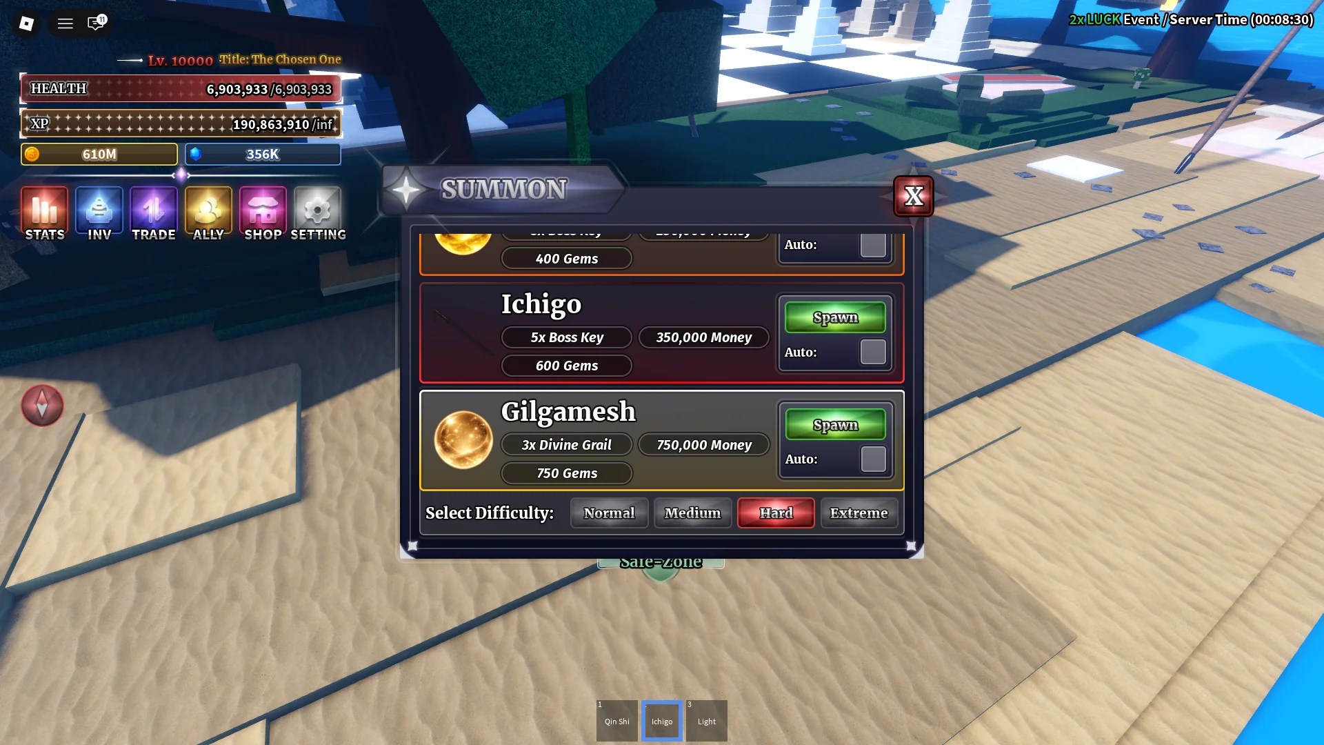 How to spawn bosses at the Boss Summoner NPC on Boss Island in Sailor Piece Roblox experience.
