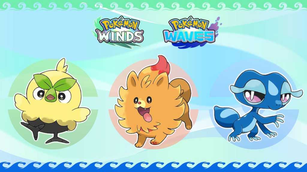 Pokemon Winds Waves starter art