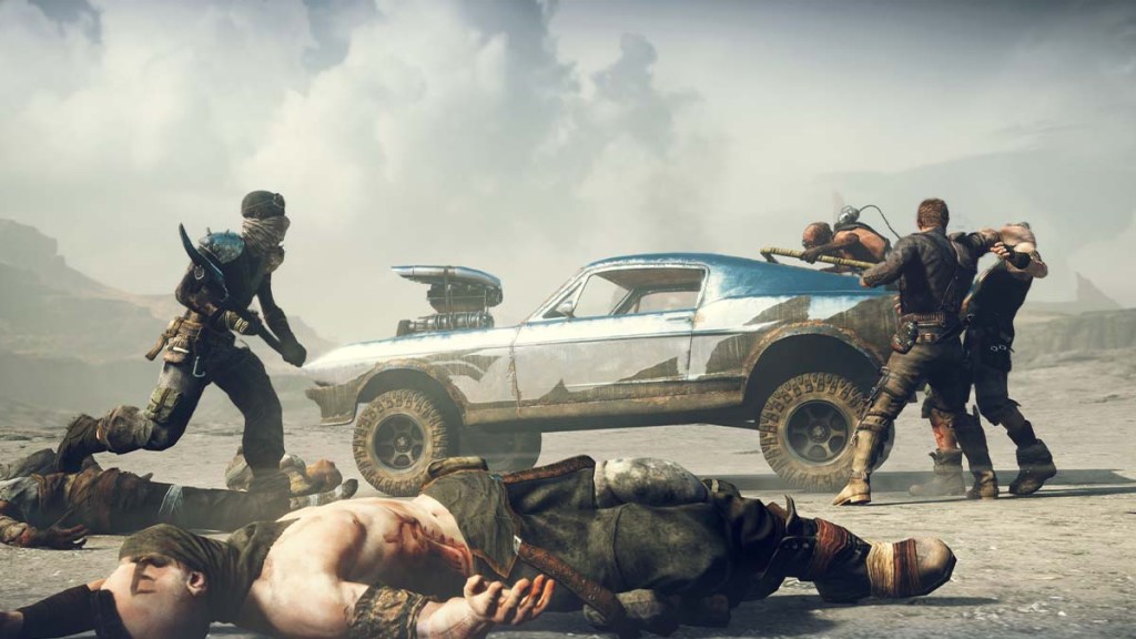 Max fights off a bunch of goons in Mad Max