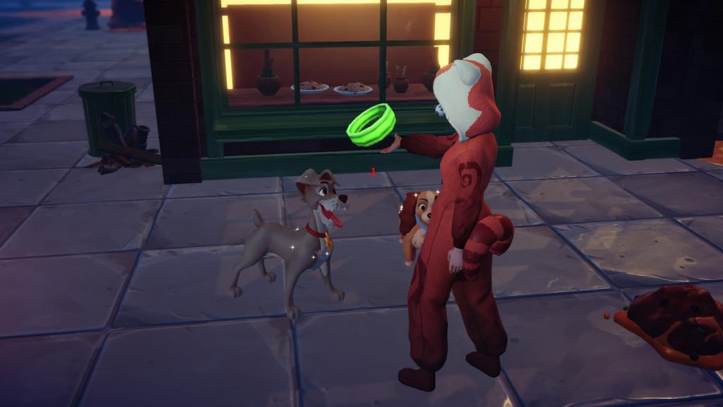 Giving well-loved dog collar to tramp in disney dreamlight valley