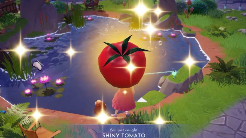 Catching shiny tomato in disney dreamlight valley