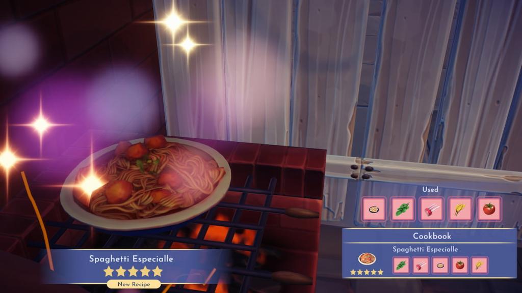 Cooked spaghetti especialle in disney dreamlight valley