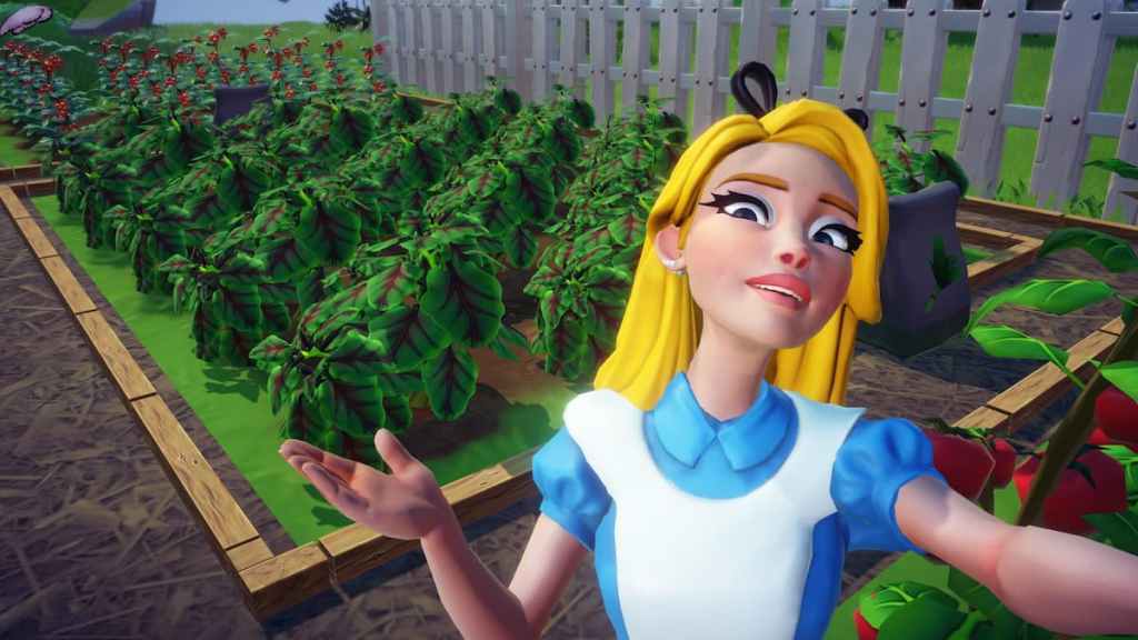Taking picture with spinach crops in disney dreamlight valley