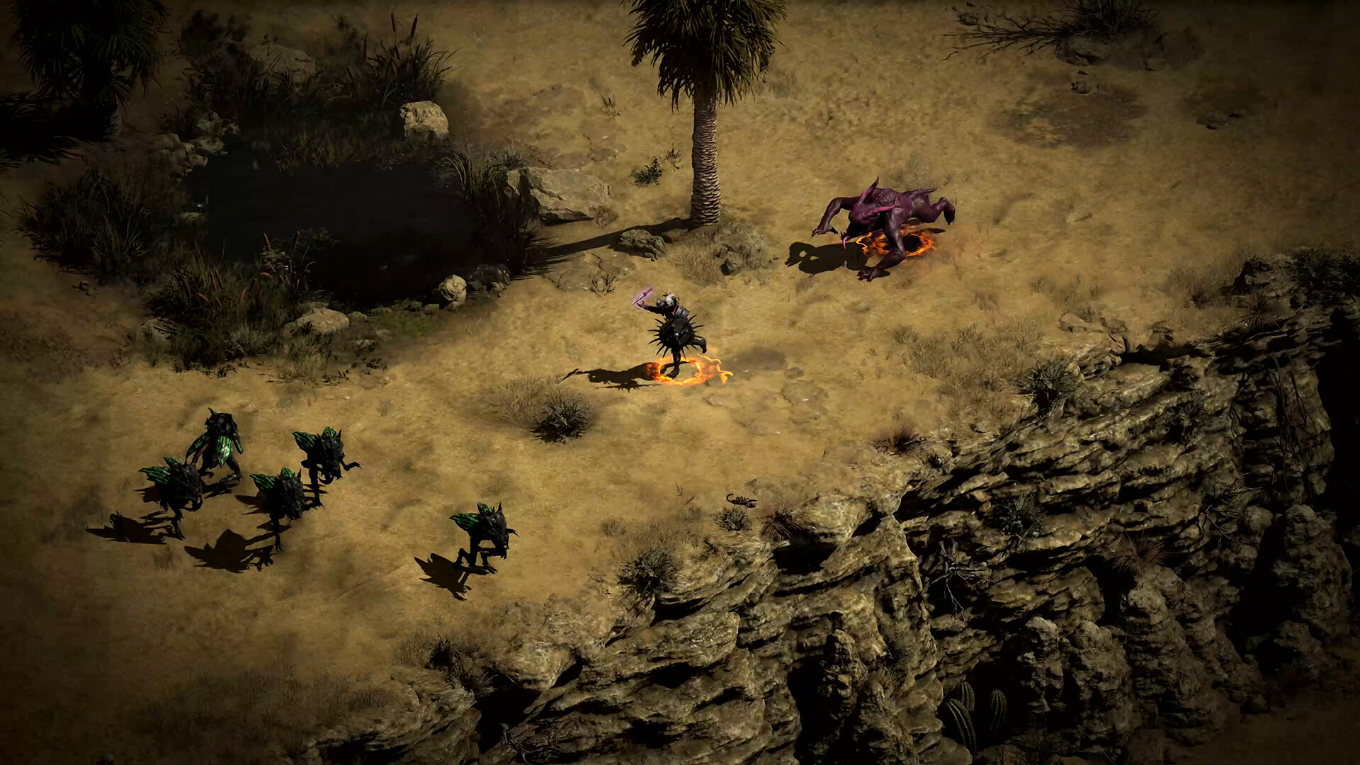 Fighting enemies in Diablo 2 Resurrected