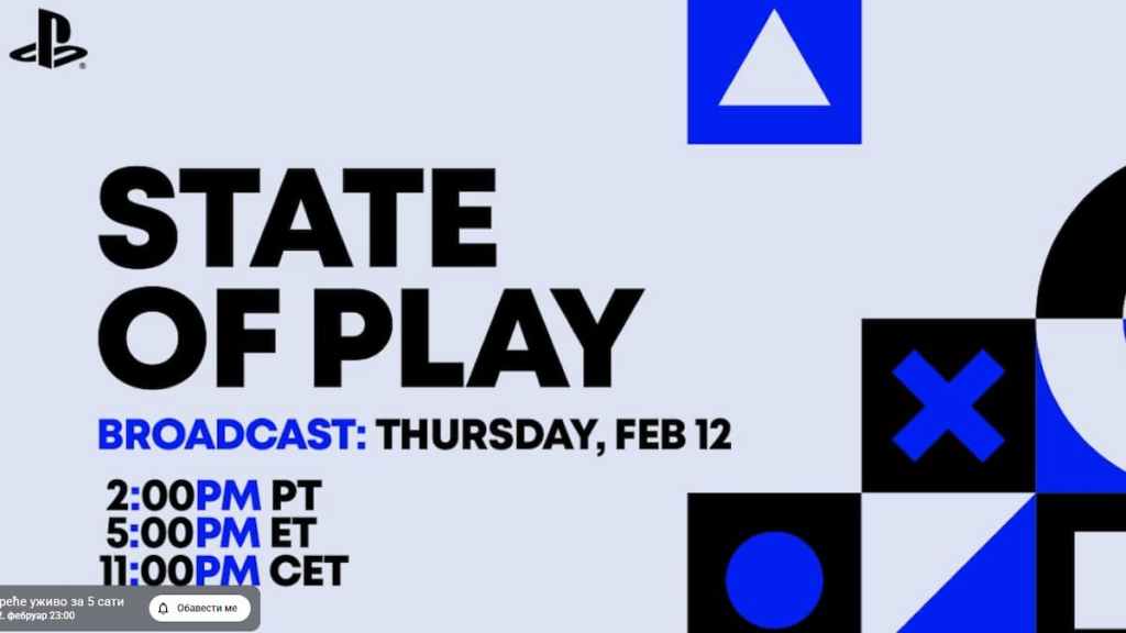 State of Play broadcast times. 
