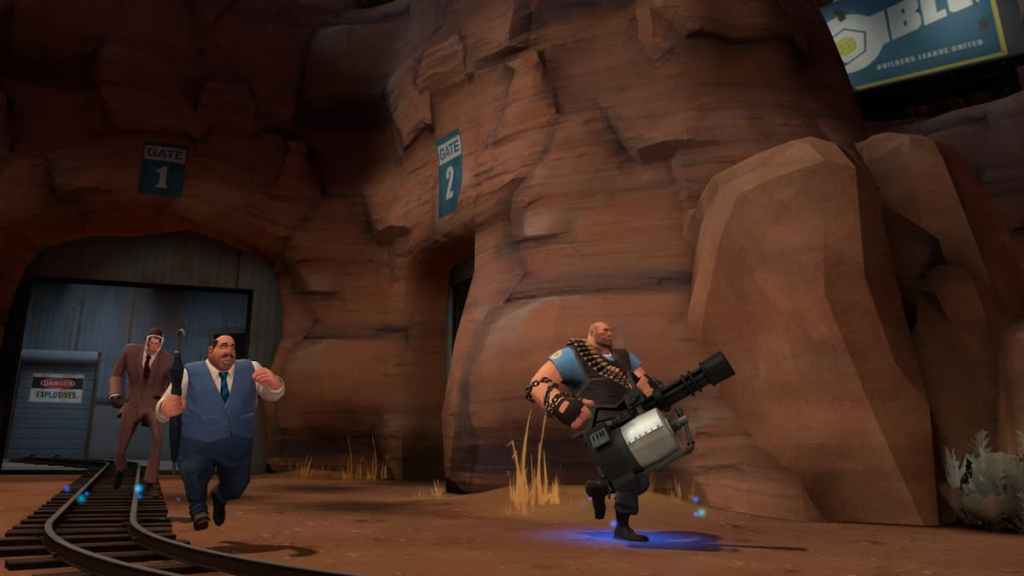 A civilian being escorted in team fortress 2 classified. 