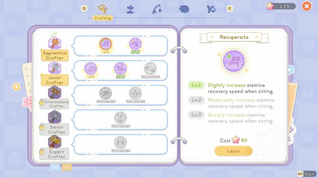 Workpedia crafting page in starsand island