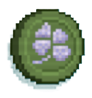 A green coin with a four-leaf clover, the Cloveroin in RACCOIN