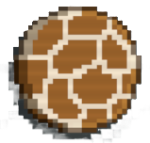 A coin with the brown and beige pattern of a giraffe