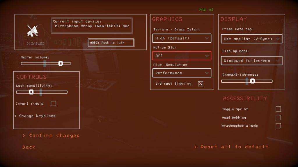Settings for display and quality in Lethal Company