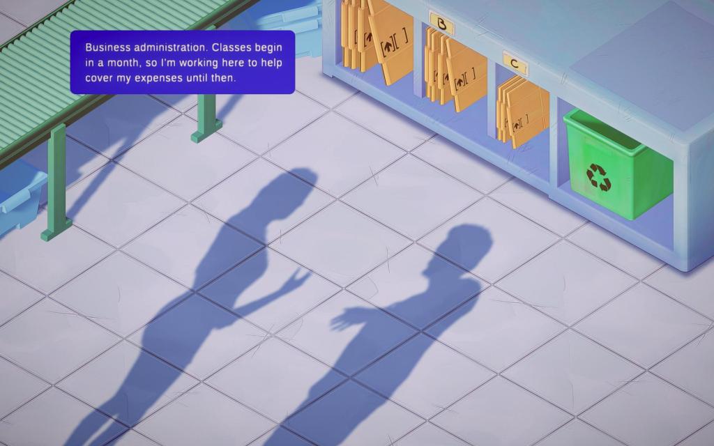 A screenshot from Packing Life showing two figures with a hand coming from one of the figure's chest.