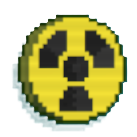 A coin with yellow and black hazard icon