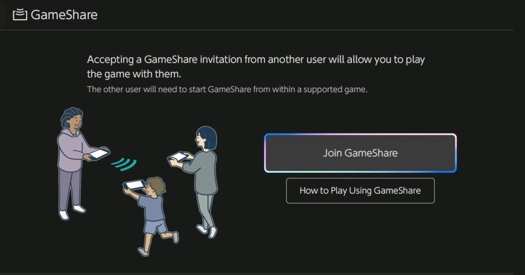 GameShare on the Switch 2 console