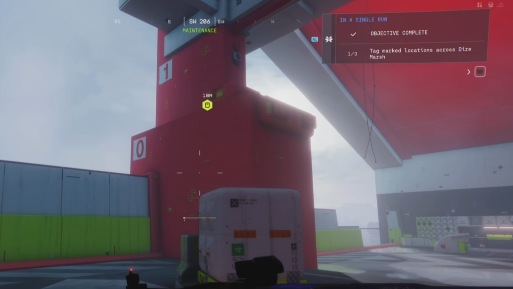 Marked location on pillar