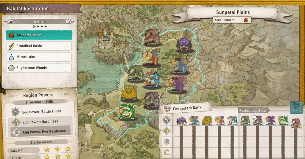 Restore Habitat screen in Monster Hunter Stories 3
