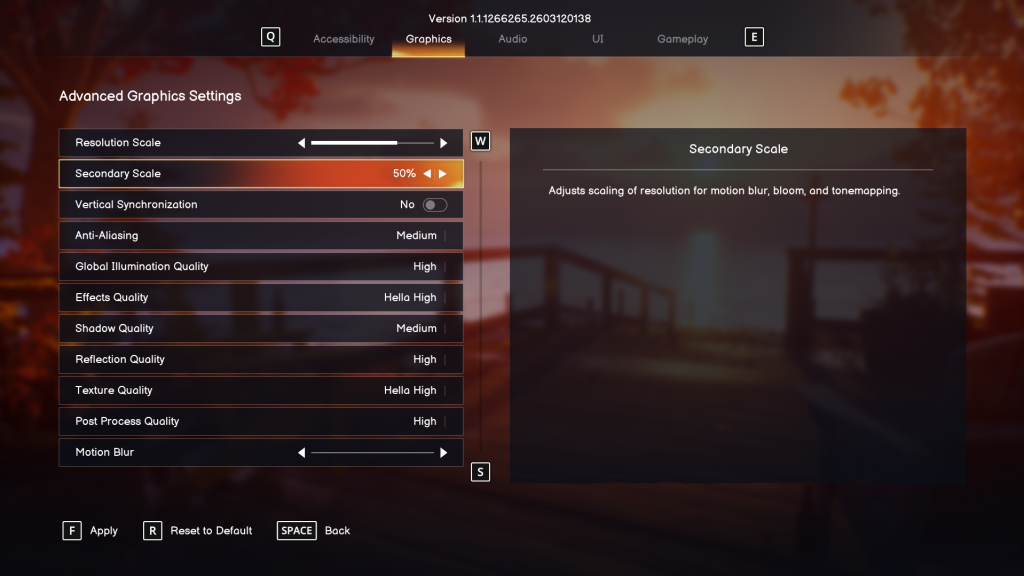 Best Life is Strange Reunion Graphics settings