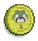 a lime green coin with a raccoon head on it