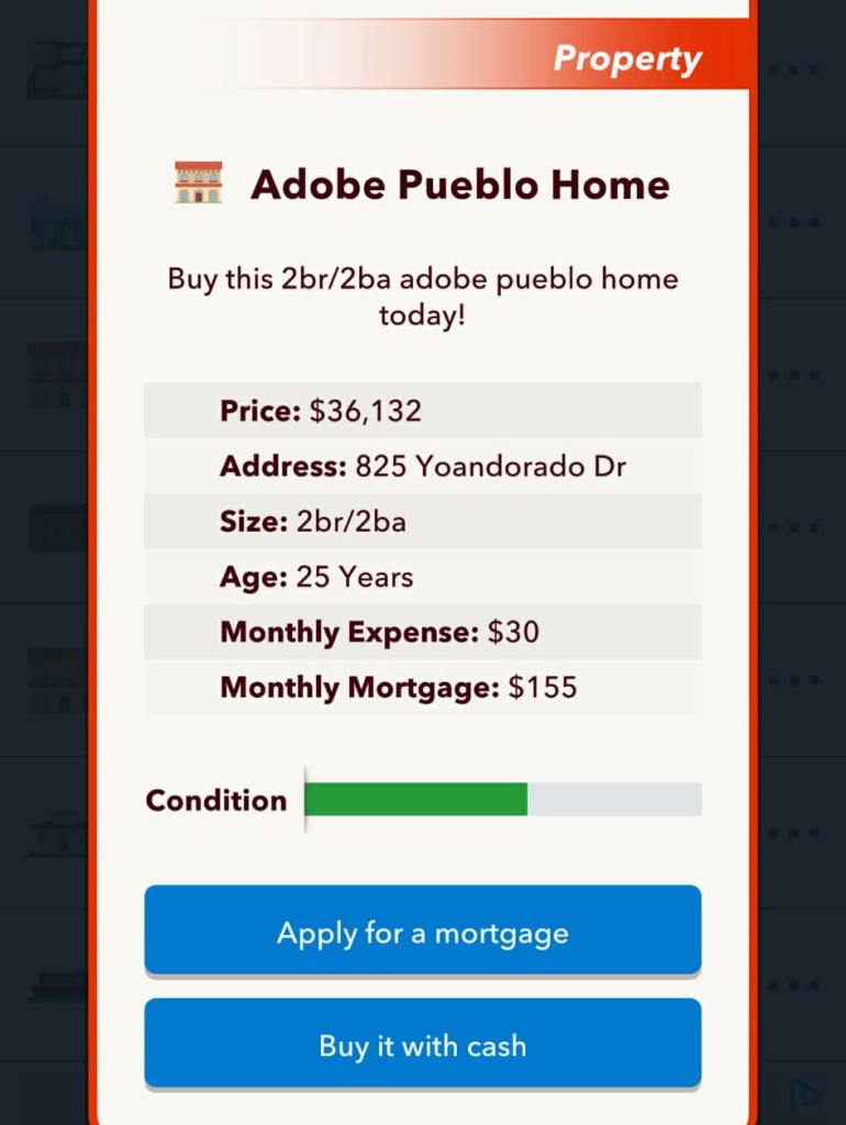 buying pueblo home in bitlife