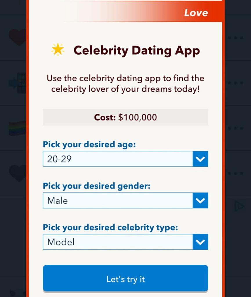 Celebrity dating app in bitlife