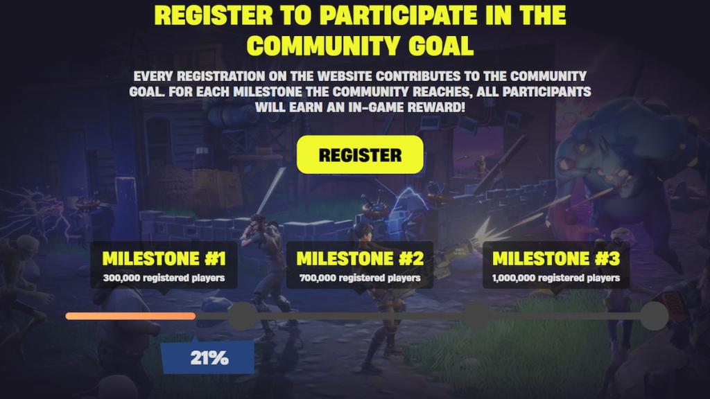 Fortnite save the world community goals progress