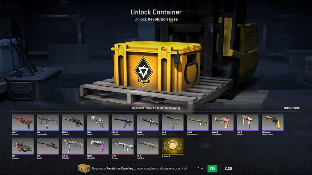 Revolution case loot box in CS2.