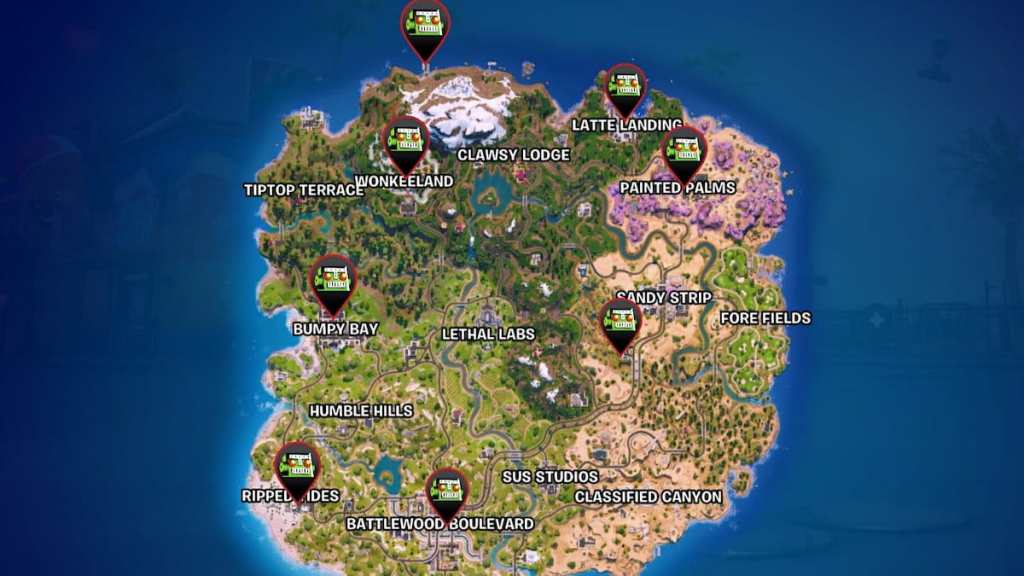 Map of food item locations in fortnite