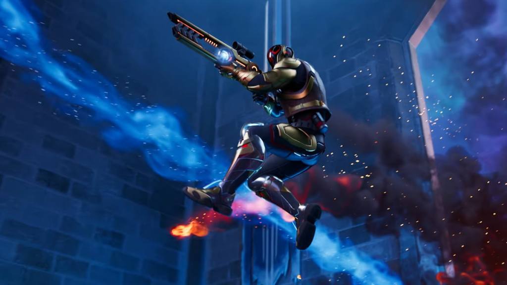 The foundation jumping and holding new gun in fortnite