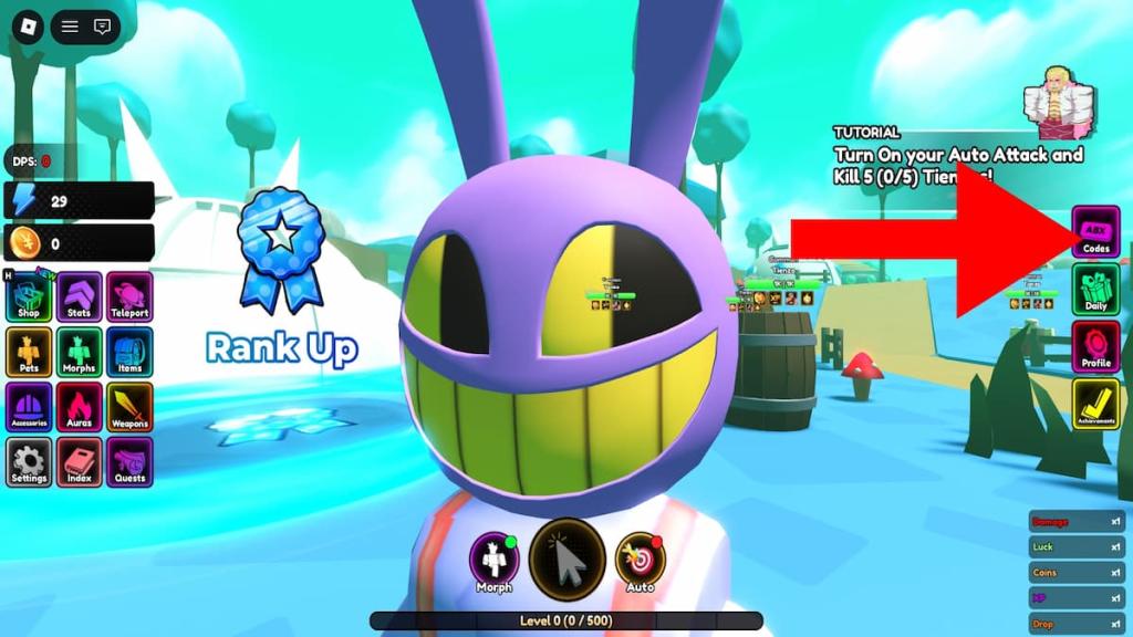 How to redeem codes in Anime Leveling.