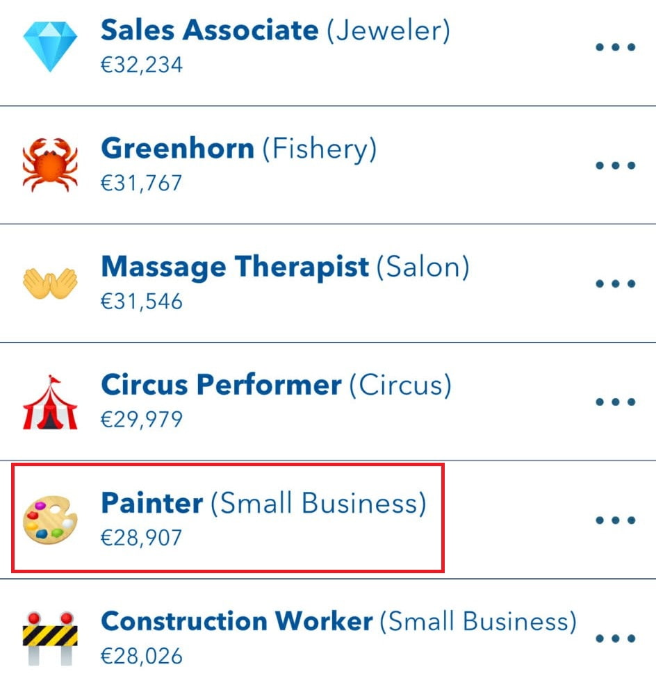 Painter profession marked in bitlife
