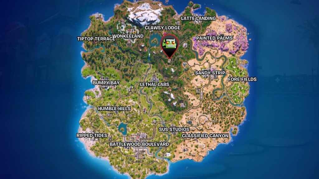 Potential location for an Elites safehouse marked on map in Fortnite
