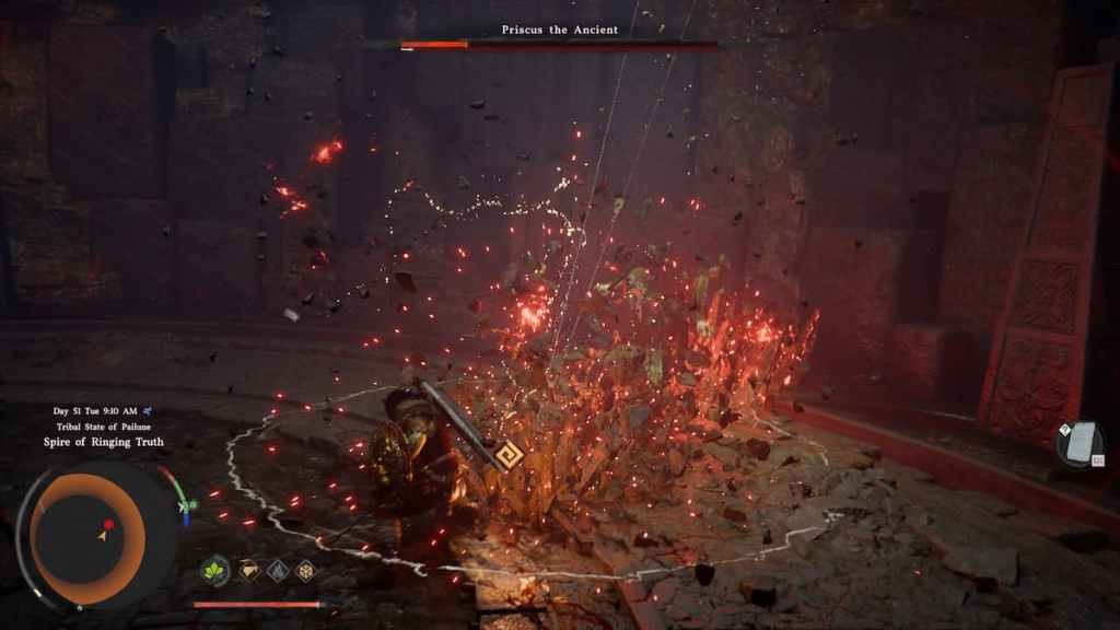 Priscus the Ancient taking heavy damage in Crimson Desert. 