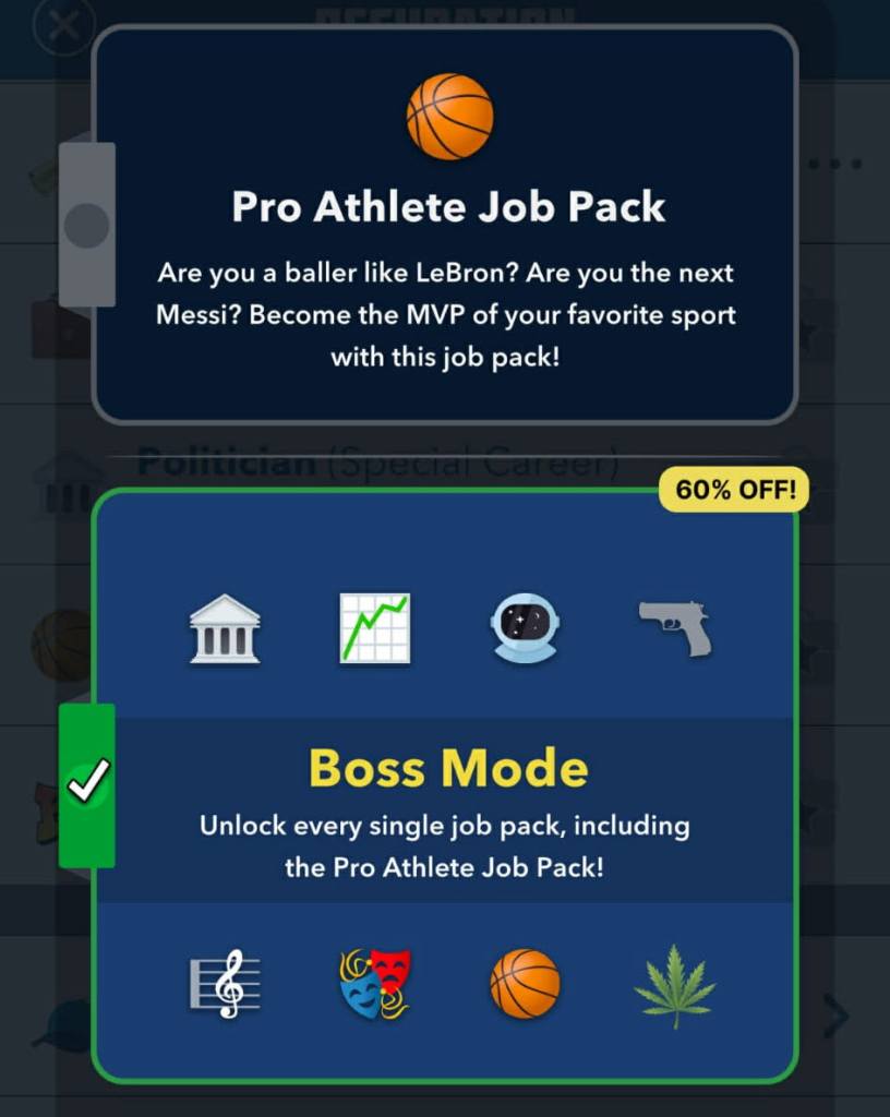 Pro athlete job pack in bitlife