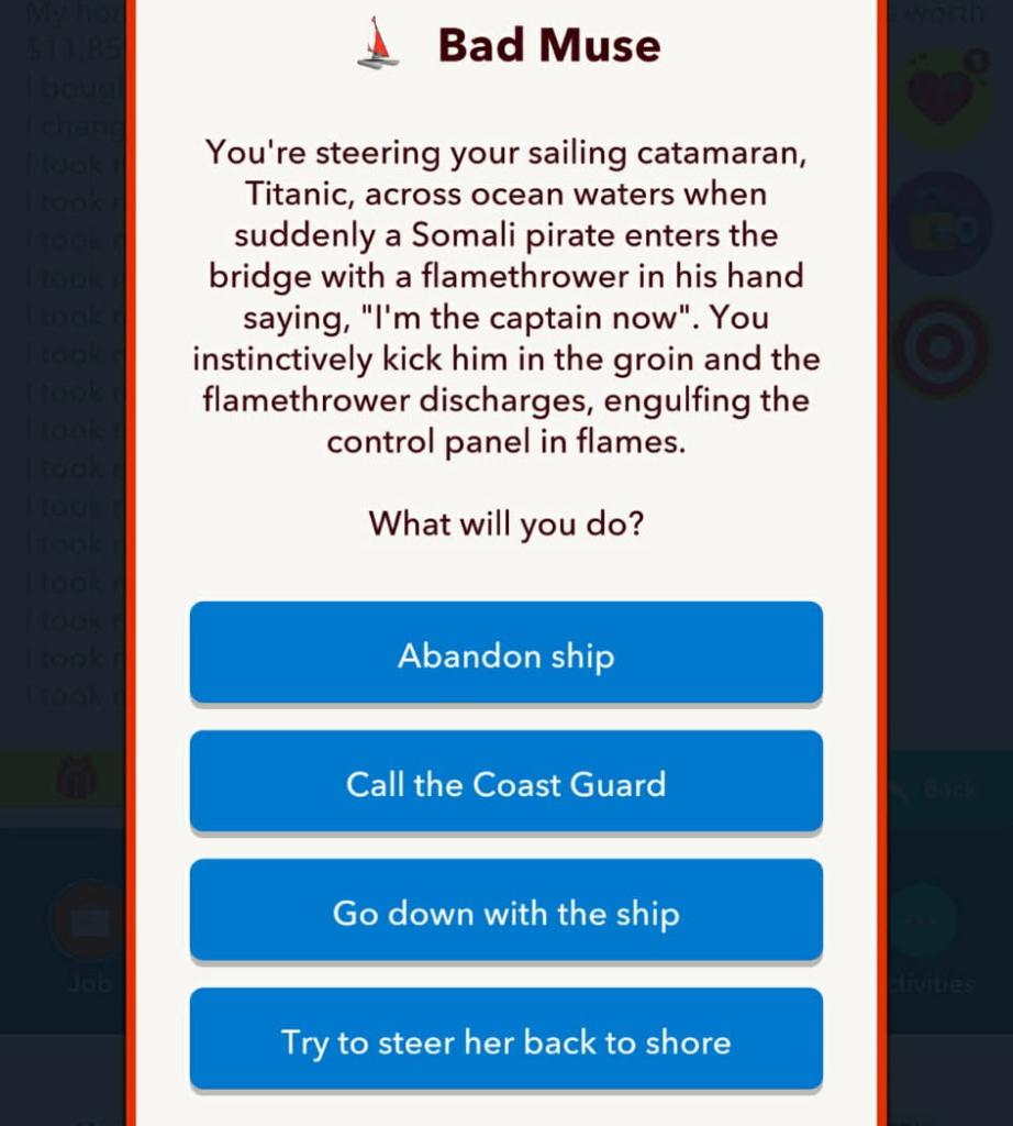 Shipwreck pop up in bitlife