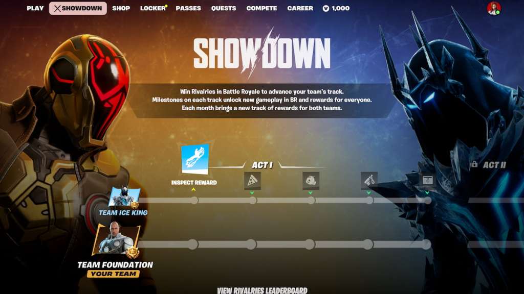 Showdown rewards in fortnite