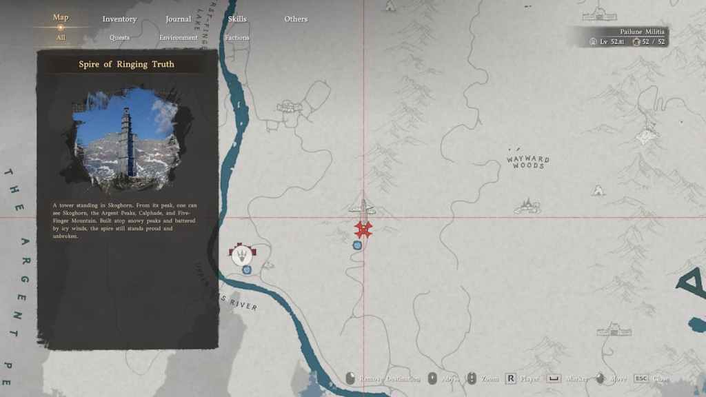 Spire of Ringing Truth marked on the Crimson Desert map. 