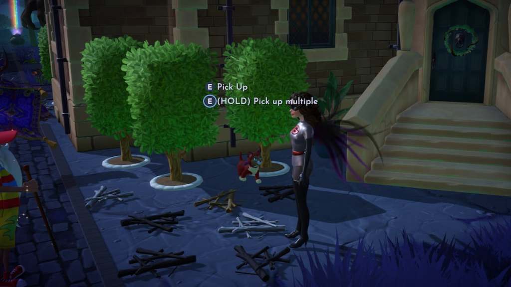 Standing by wood on the ground in disney dreamlight valley